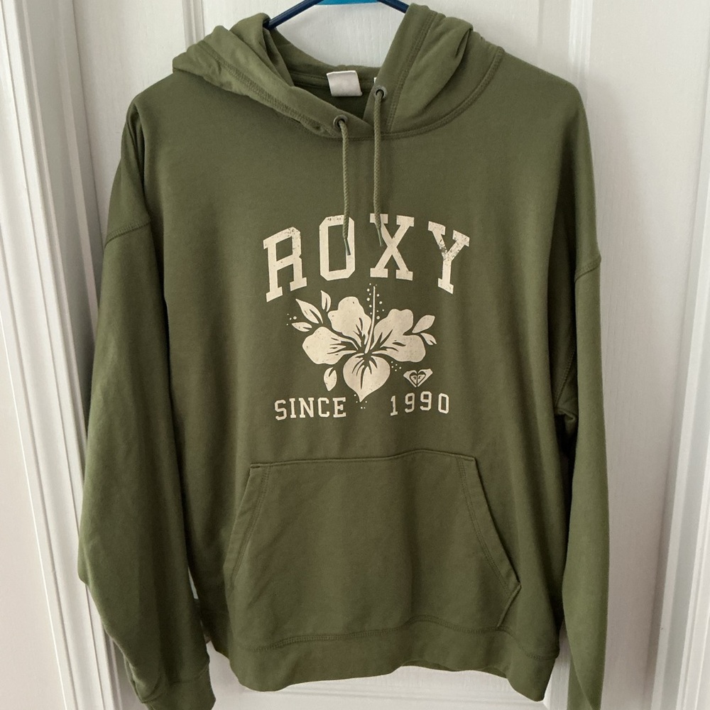 NWOT Roxy Olive Green Hoodie with Logo